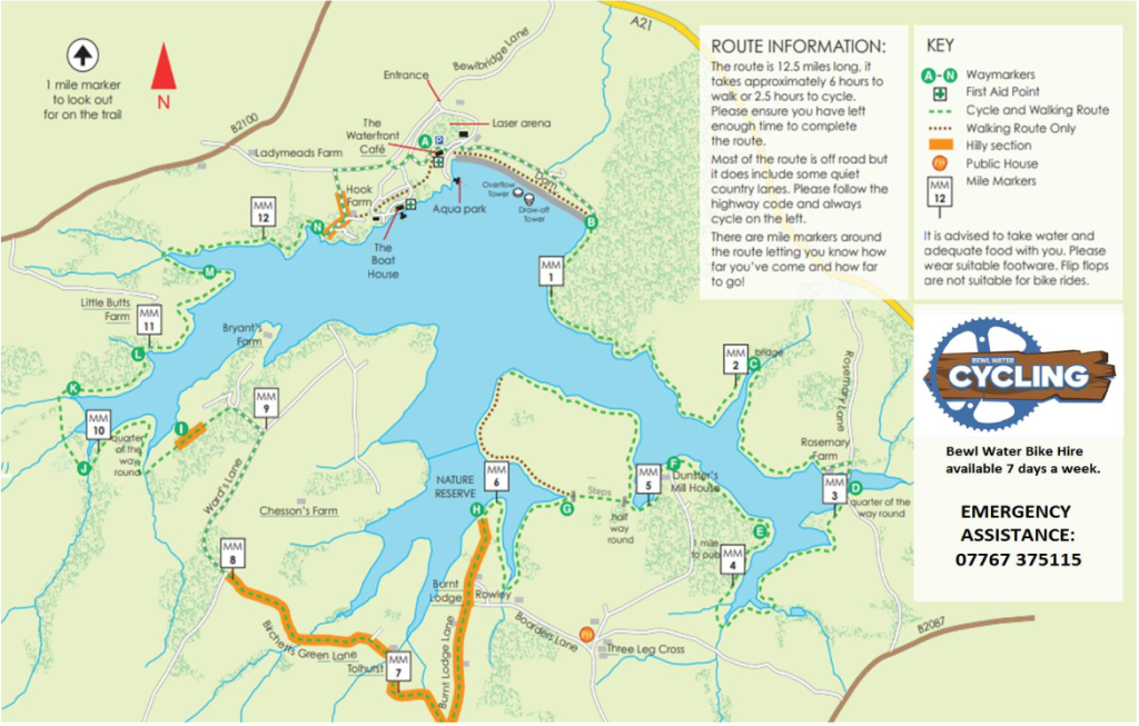 Bewl Water cycle route map
